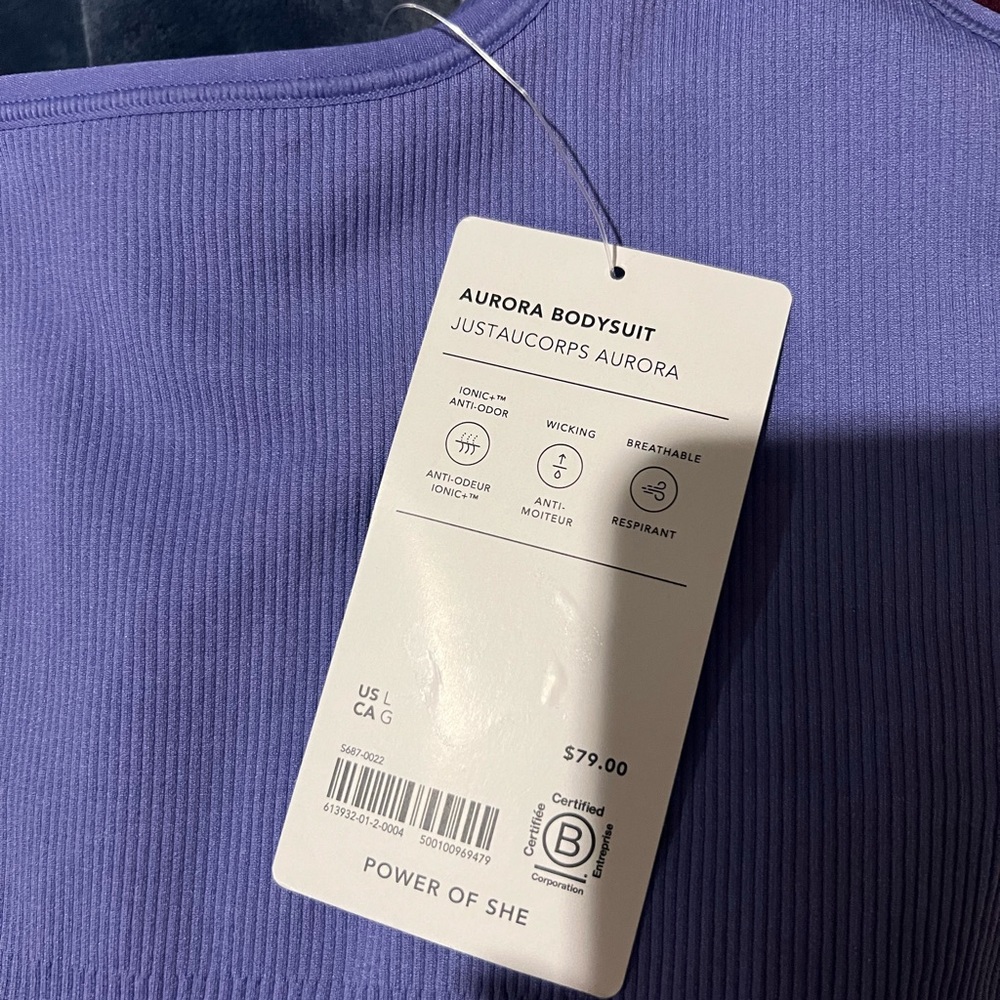 Brand new periwinkle bodysuit never worn from athleta